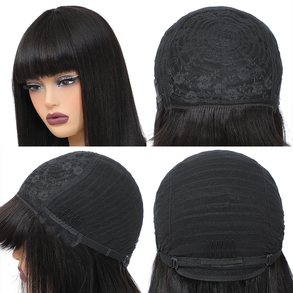 Human Hair Bob Wig with Bangs