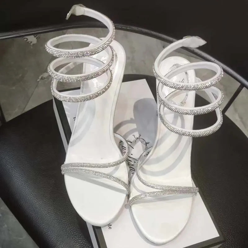 Eilyken Crystal Diamond Ankle Strap Sandals