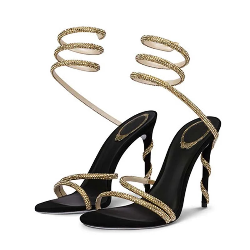 Eilyken Crystal Diamond Ankle Strap Sandals