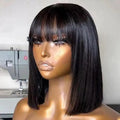 Human Hair Bob Wig with Bangs