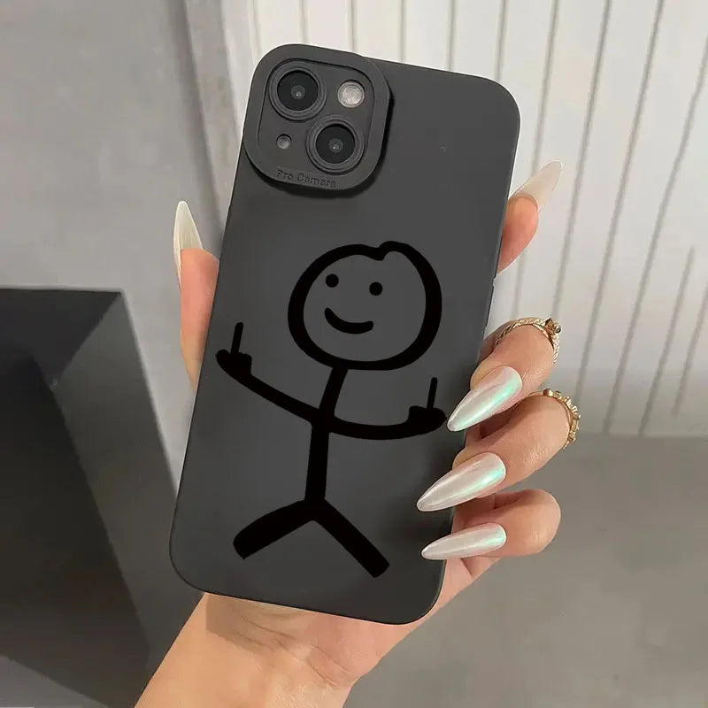 Cute Cartoon Matchman Matte Silicone Phone Case For iPhone