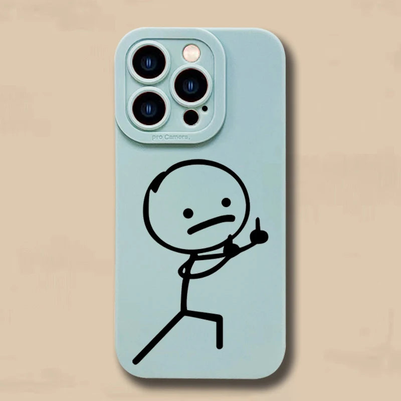Cute Cartoon Matchman Matte Silicone Phone Case For iPhone