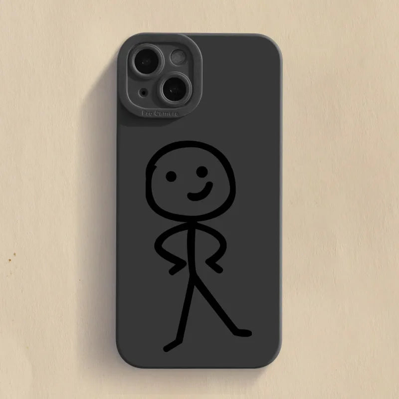 Cute Cartoon Matchman Matte Silicone Phone Case For iPhone