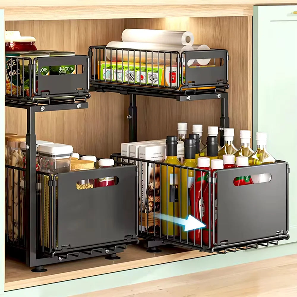2 Tier Pull Out Cabinet Organizer