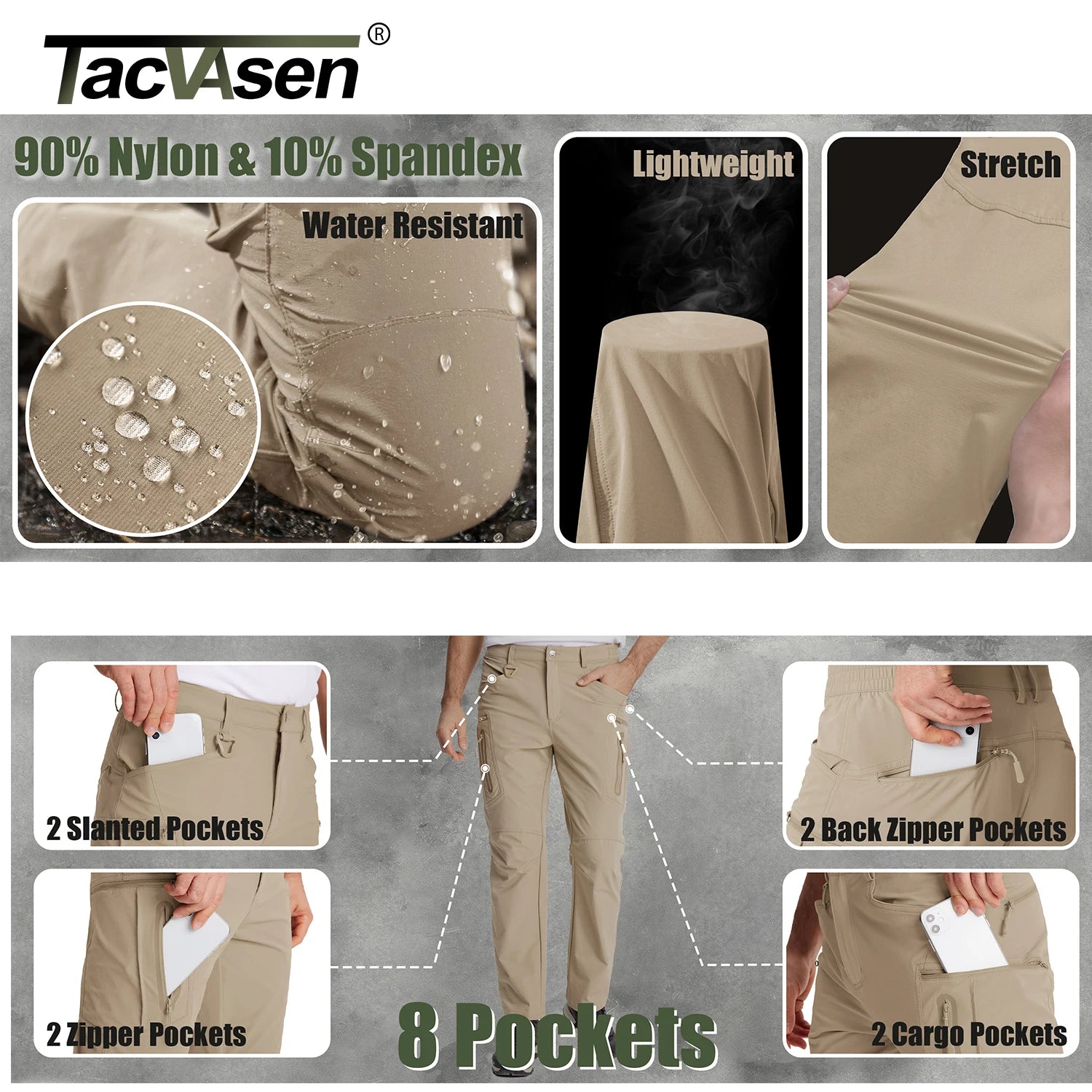 TACVASEN Summer Lightweight Trousers