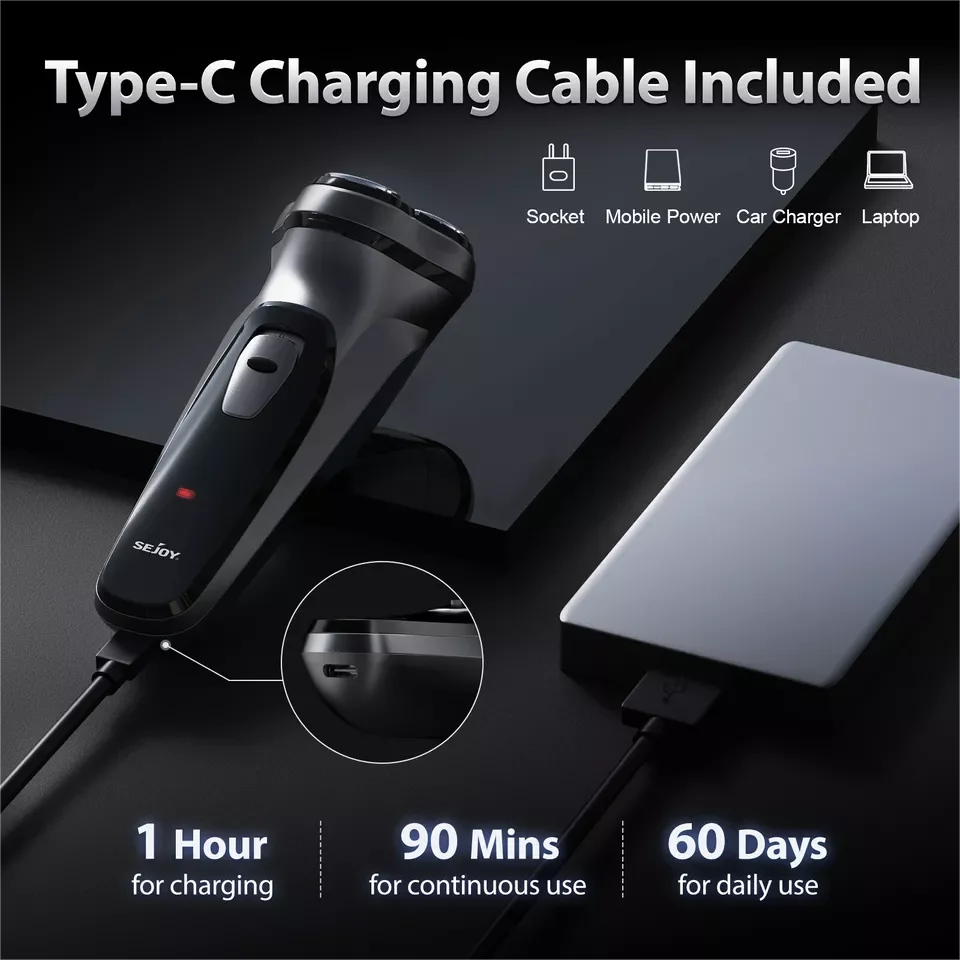 SEJOY Rechargeable Wet & Dry Use Electric Shaver