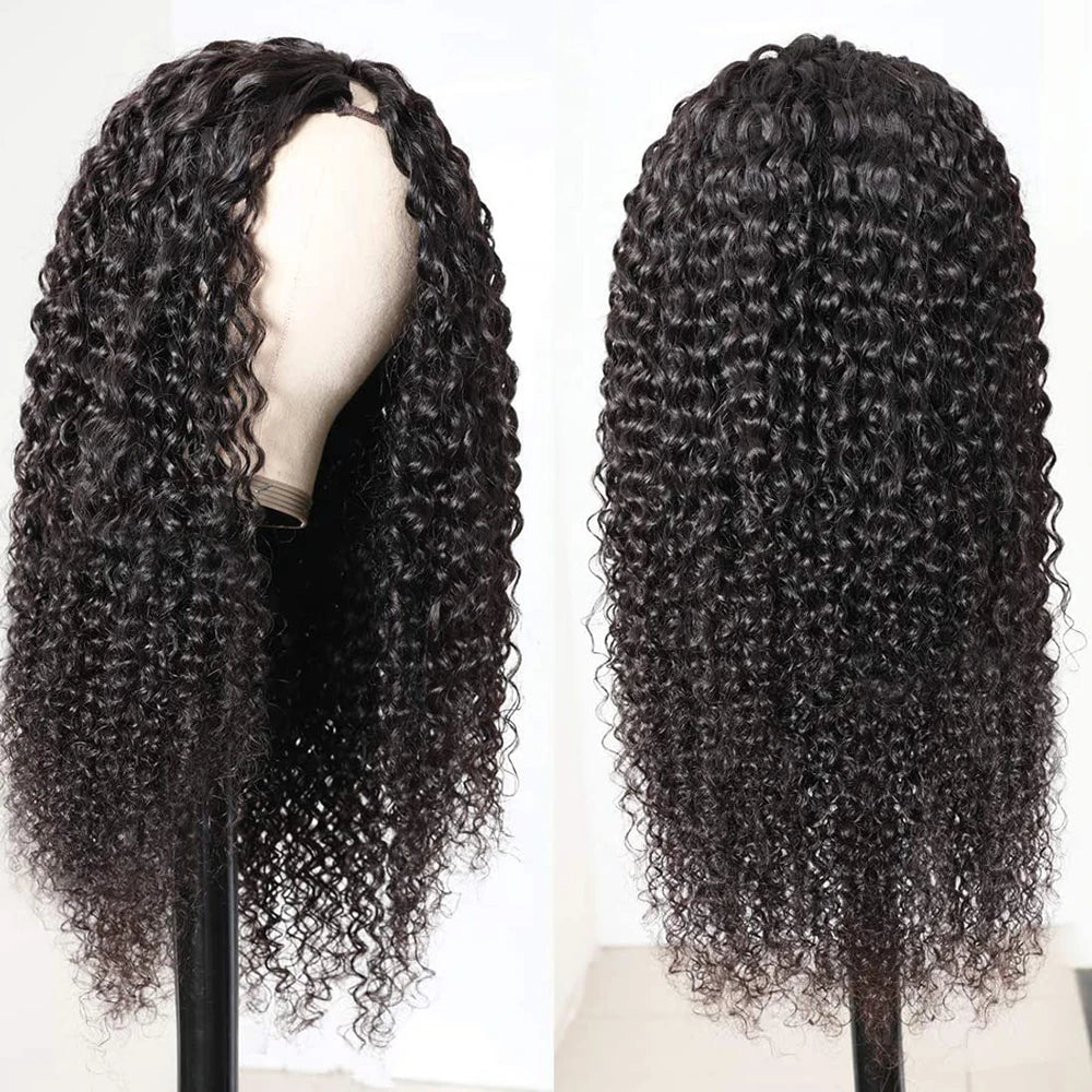 Kinky Curly U & V Part Human Hair Wig